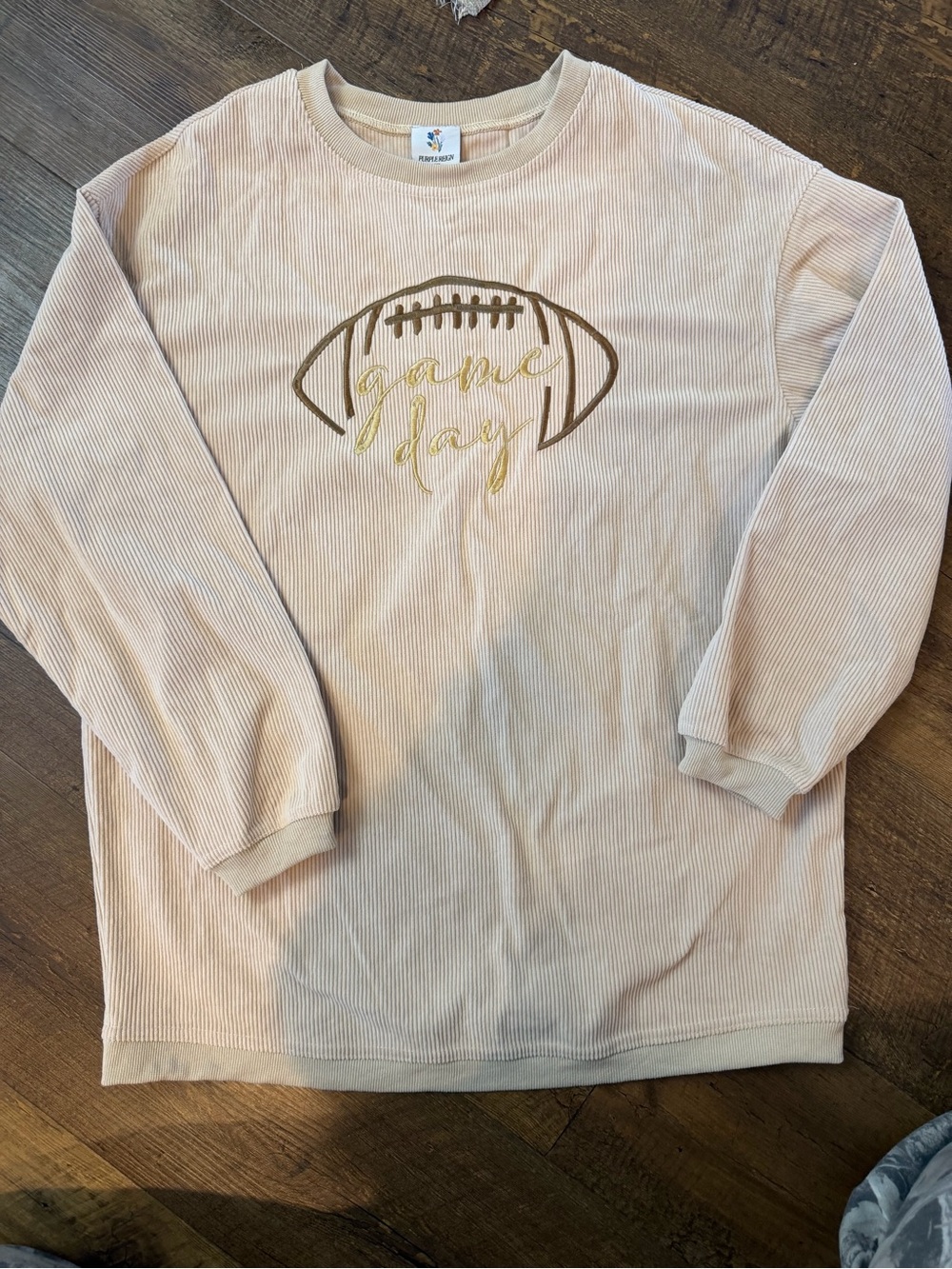Game Day Football Oversized Long-Sleeve Top - Cream